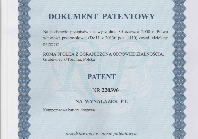 Dokument patentowy_barierka